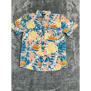 Volcom Mens Classic Fit Tropical Floral Short Sleeve Button-Up Shirt XL Cotton